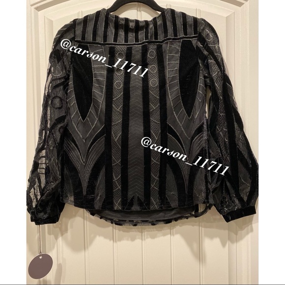 🦄RARE NWT Anthropologie Velvet Patterned Top - Picture 10 of 11